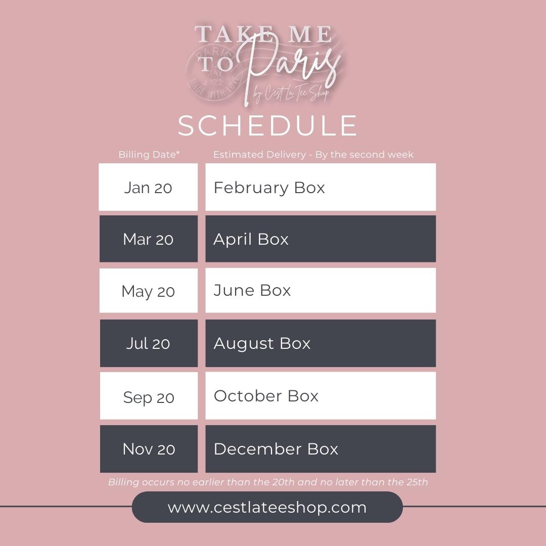 Take Me to Paris Subscription Box Schedule Every Other Month